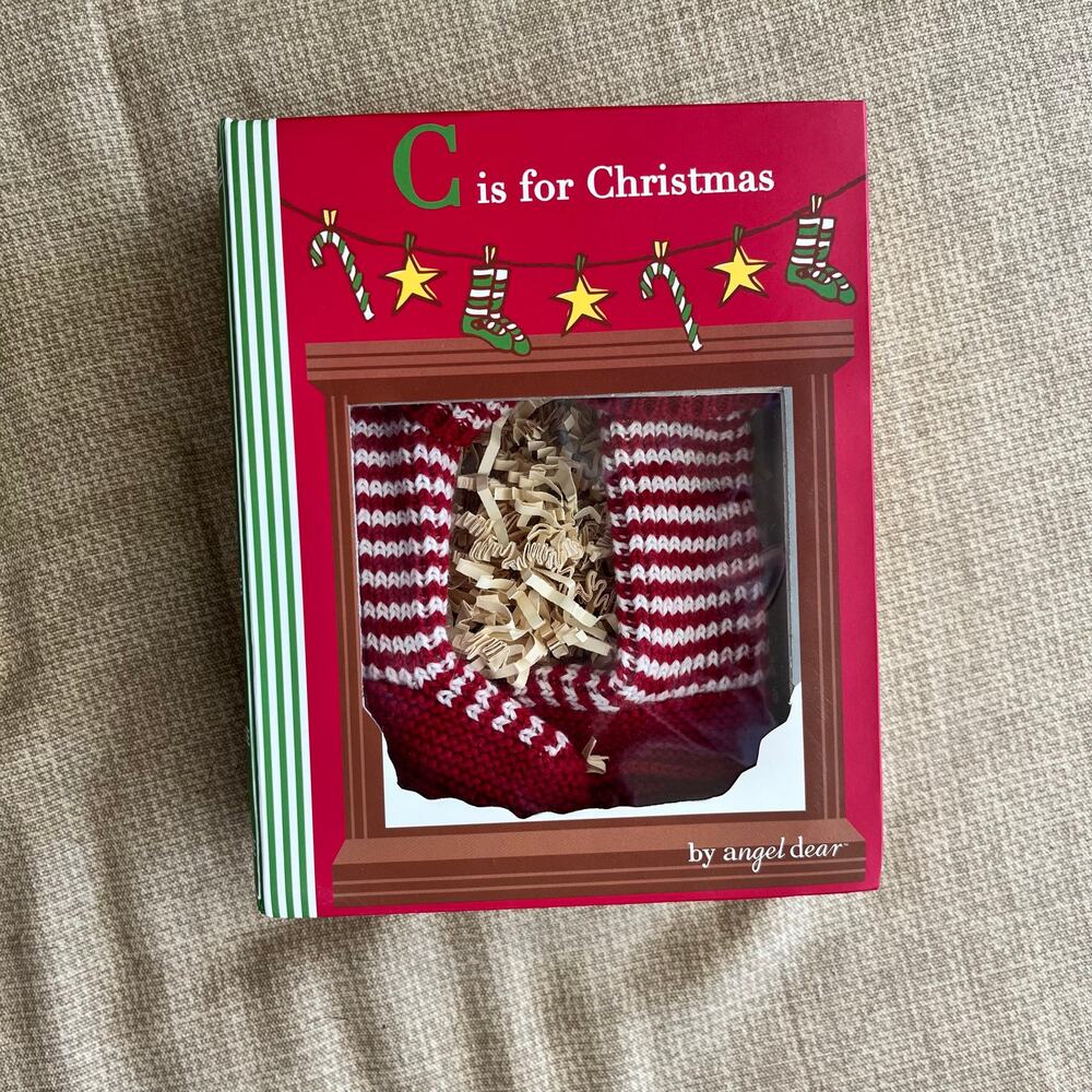 NIB Vintage Baby's First Christmas Booties in Collectible Book Box by Angel Dear
